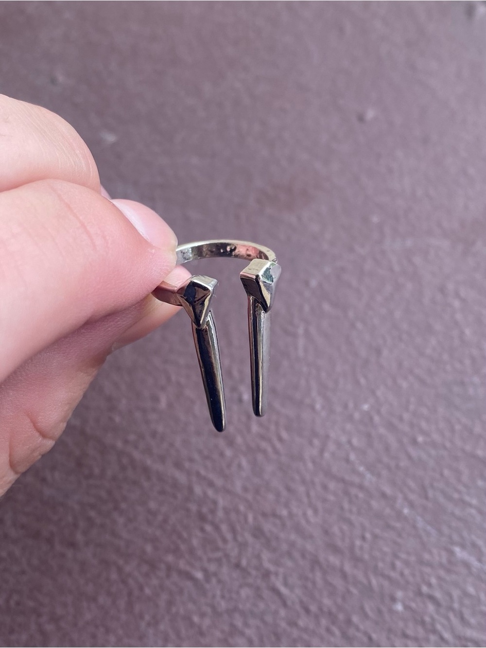 Gothic Punk Rock Stainless Steel Fangs Ring Size 4.5